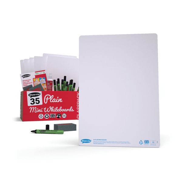 Show-me Whiteboard A4 Plain (Pack of 35) C/SMB