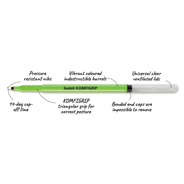 Swash KOMFIGRIP Handwriting Pen Black (Pack of 300) THW300BK