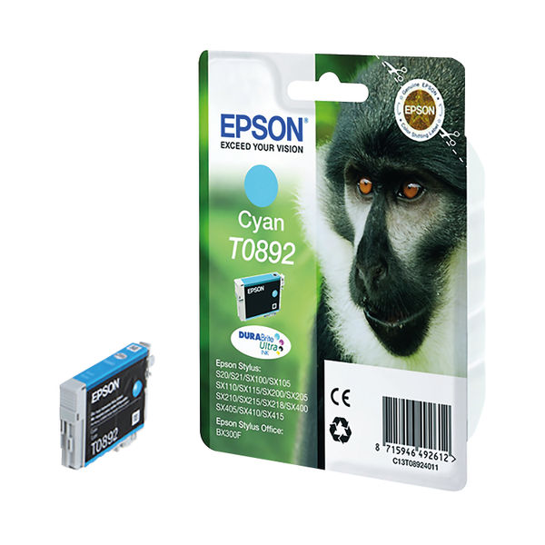 Epson T0892 Ink Cartridge DURABrite Ultra Monkey Cyan C13T08924011