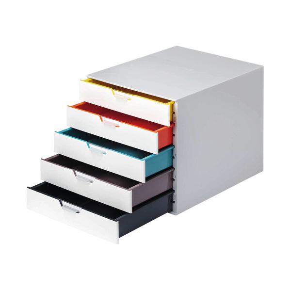 Durable VARICOLOR Desktop Organiser 5 Drawer Colour Coded Modular Storage A4+ 762527