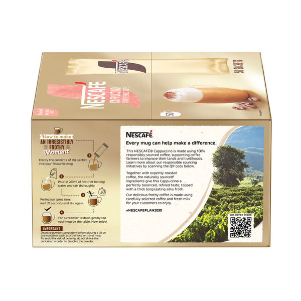 Nescafe Gold Cappuccino Unsweetened Instant Coffee Sachets (Pack of 50) 12582308