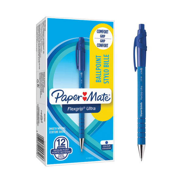 PaperMate Flexgrip Ultra Ballpoint Pen Medium Blue (Pack of 12) S0190153