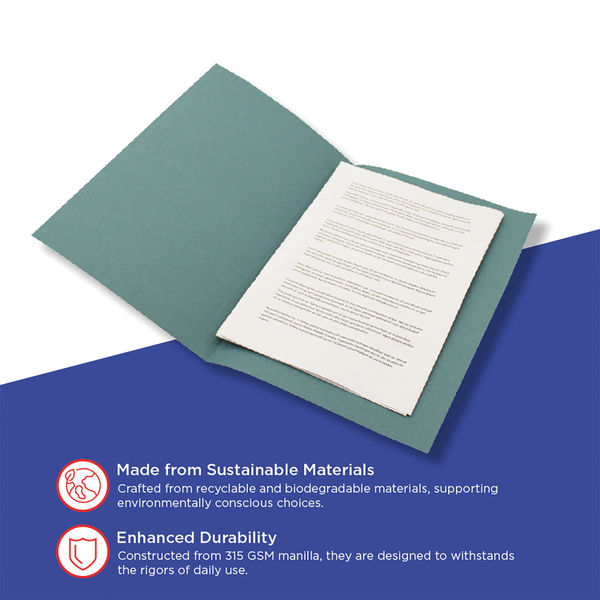 Exacompta Guildhall Square Cut Folder 315gsm Foolscap Blue (Pack of 100) FS315-BLUZ