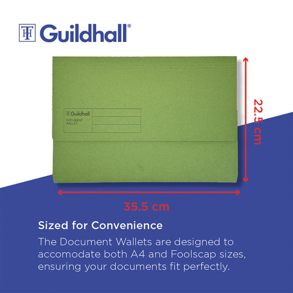 Exacompta Guildhall Document Wallet Foolscap Green (Pack of 50) GDW1-GRN