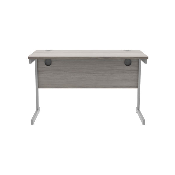 Astin Rectangular Single Upright Cantilever Desk 1200x600x730mm Alaskan Grey Oak/Silver KF803637