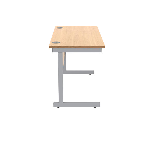 Astin Rectangular Single Upright Cantilever Desk 1200x600x730mm Norwegian Beech/Silver KF824244