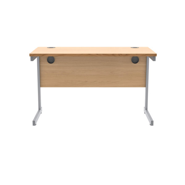 Astin Rectangular Single Upright Cantilever Desk 1200x600x730mm Norwegian Beech/Silver KF824244