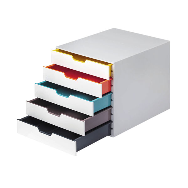 Durable VARICOLOR Desktop Organiser 5 Drawer Colour Coded Modular Storage A4+ 762527
