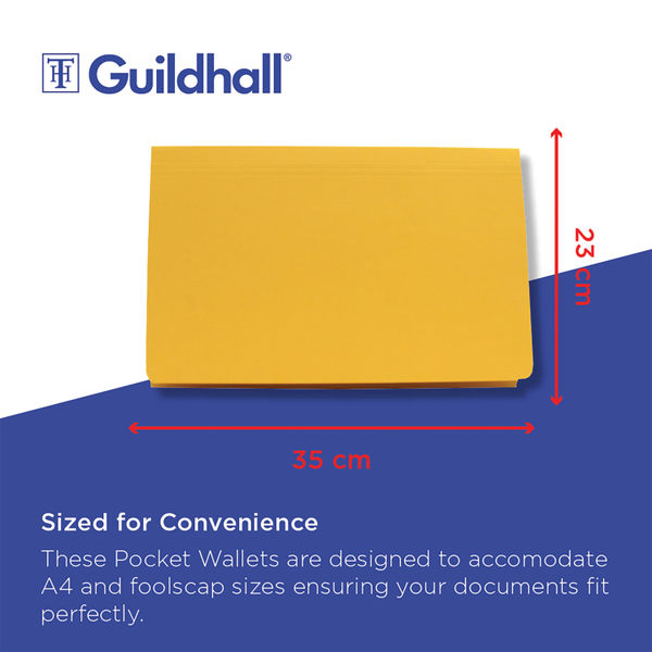 Exacompta Guildhall Full Flap Pocket Wallet Foolscap Yellow (Pack of 50) PW2-YLW