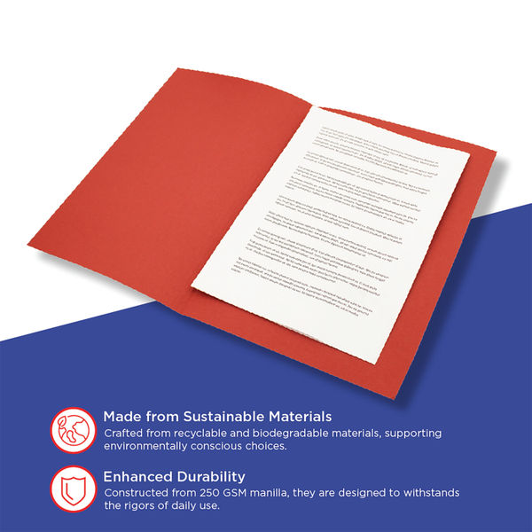 Guildhall Square Cut Folder Mediumweight Foolscap Red (Pack of 100) FS250-REDZ