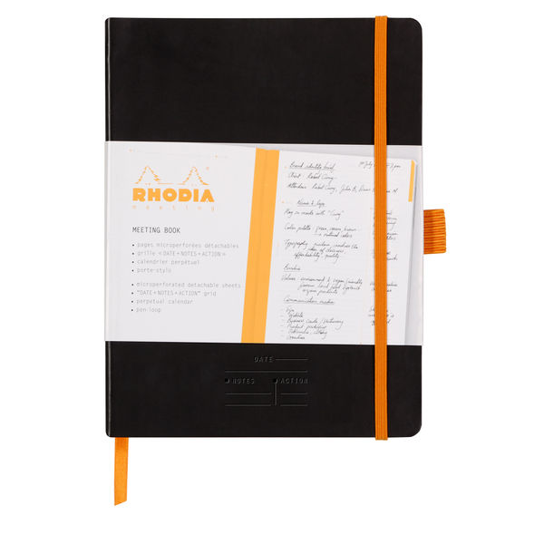 Clairefontaine Rhodiarama Italian Leatherette Meeting Book A5+ Black 117782C