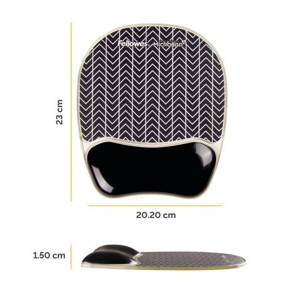 Fellowes Photo Gel Mouse Mat with Wrist Support Chevron Design 9653401