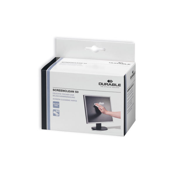 Durable Screenclean 50 Wipes Bio-degradable Individually Wrapped (Pack of 50) 578702