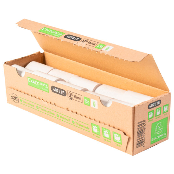 Exacompta Zero Plastic Thermal Receipt Roll 57mmx40mmx18m (Pack of 20) 40761E