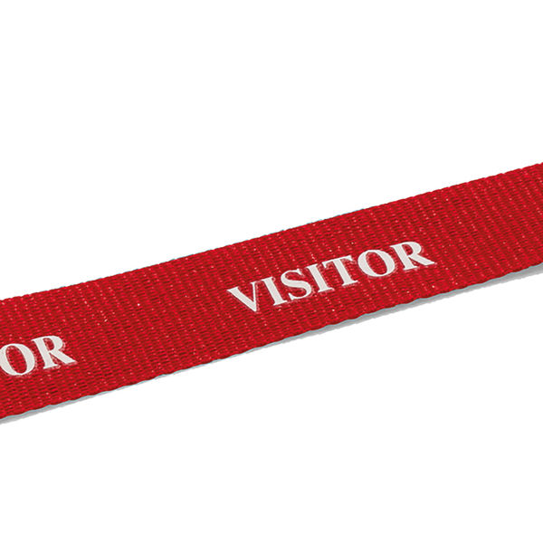 Durable Textile Lanyard Printed Visitor 20mm Red (Pack of 10) 823803