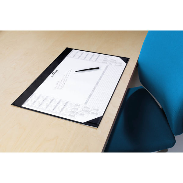 Durable Black Calendar Pad Desk Mat 7291/01