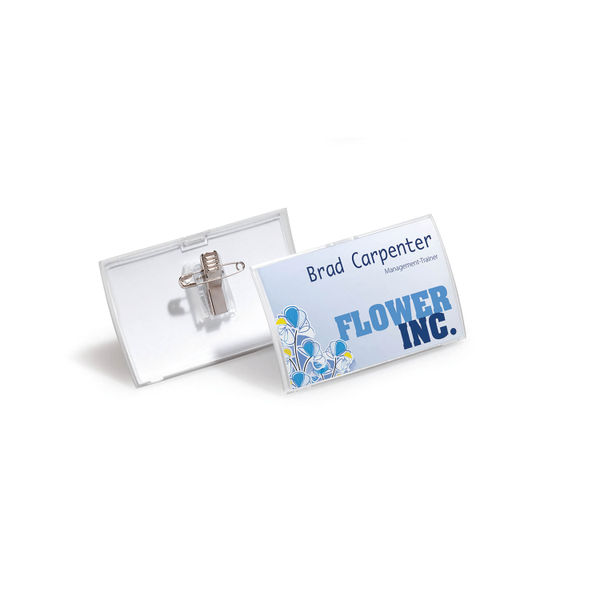 Durable Click Fold Name Badge with Combi Clip 54x90mm Clear (Pack of 25) 8214/19