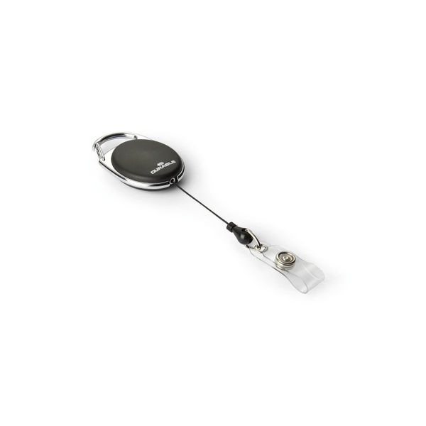 Durable Oval Badge Reel with Integrated Metal Clip Black (Pack of 10) 8324/01