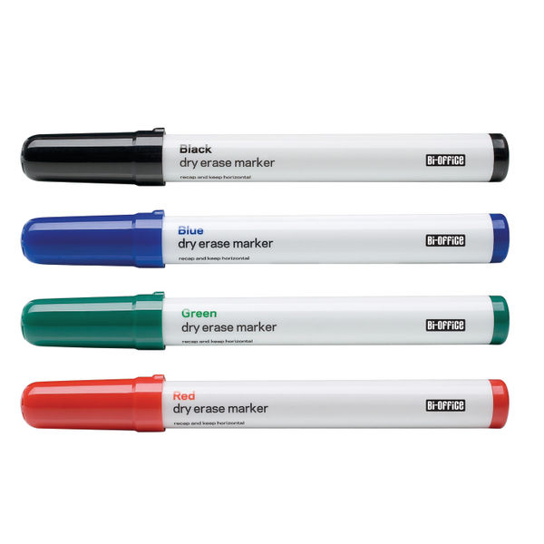 Bi-Office Drywipe Markers Assorted Colours (Pack of 4) PE1306