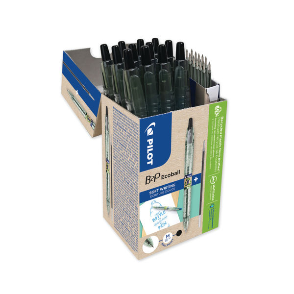 Pilot B2P Ecoball Greenpack Ballpoint Pen/Refill 10 Pen 10 Refill Black (Pack of 20) 3131910586562
