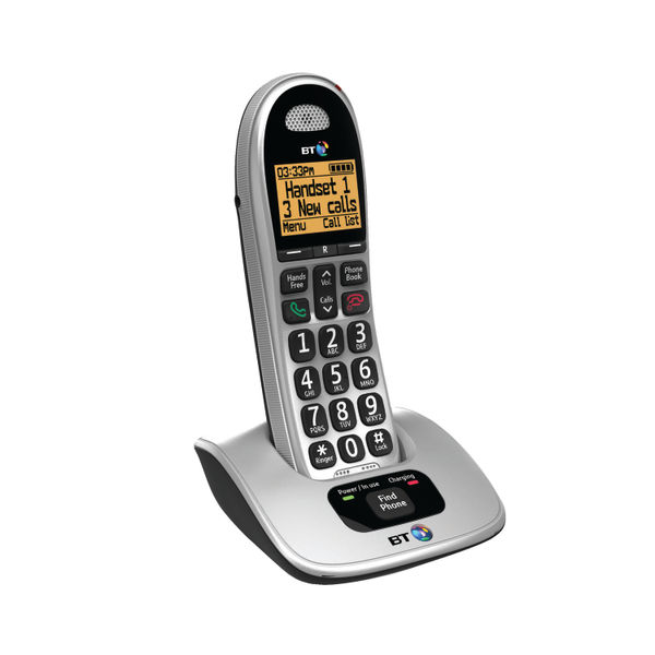 BT Bt4000 Single Big Button DECT Cordless Phone Silver/Black 069264