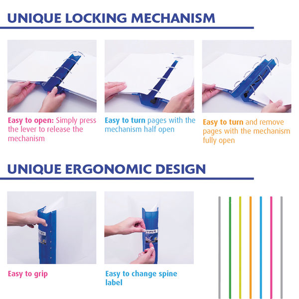 Guildhall GLX Ergogrip Ring Binder Frosted A4 Blue (Pack of 2) 4542