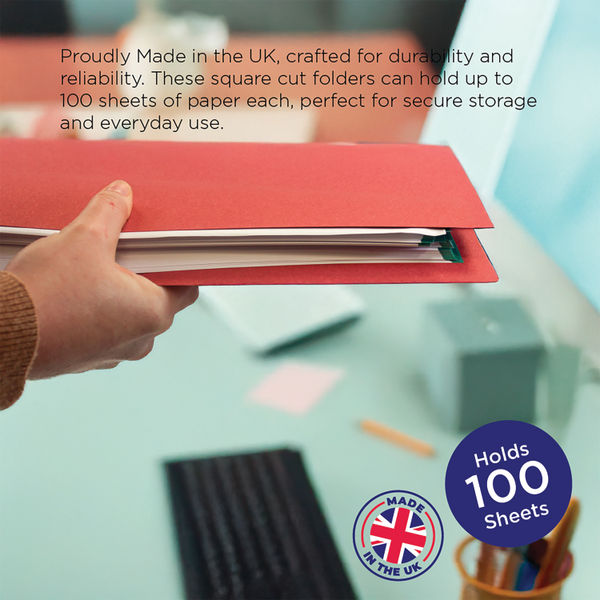 Guildhall Square Cut Folder Mediumweight Foolscap Red (Pack of 100) FS250-REDZ