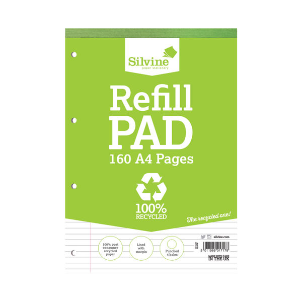 Silvine Everyday A4 Recycled Refill Pads Pack of 6 | RE4FM-T