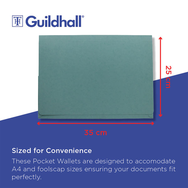 Exacompta Guildhall Brief Size Pocket Wallet 14x10in Blue (Pack of 50) PW3-BLU