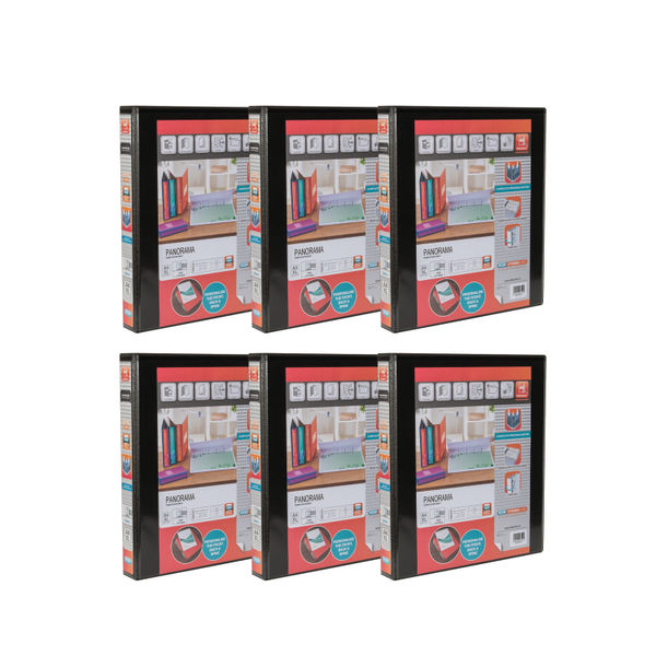 Elba Panorama 25mm 4 D-Ring Presentation Binder A4 Black (6 Pack) 400008414