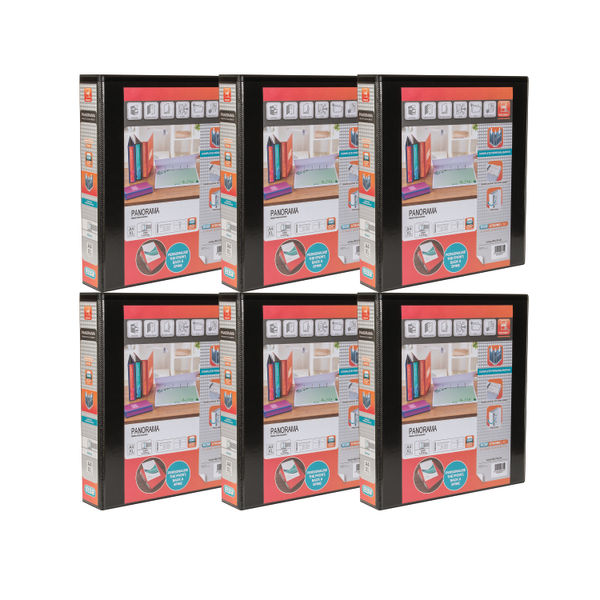 Elba Panorama 40mm 4 D-Ring Pres Binder A4 Blk (Pack of 6) 400008417