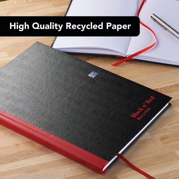 Black n' Red Casebound Ruled Recycled Hardback Notebook 192 Pages A5 (Pack of 5) 100080430