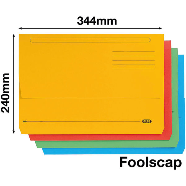 Elba Strongline Document Wallet Bright Manilla Foolscap Assorted (Pack of 25) 100090138