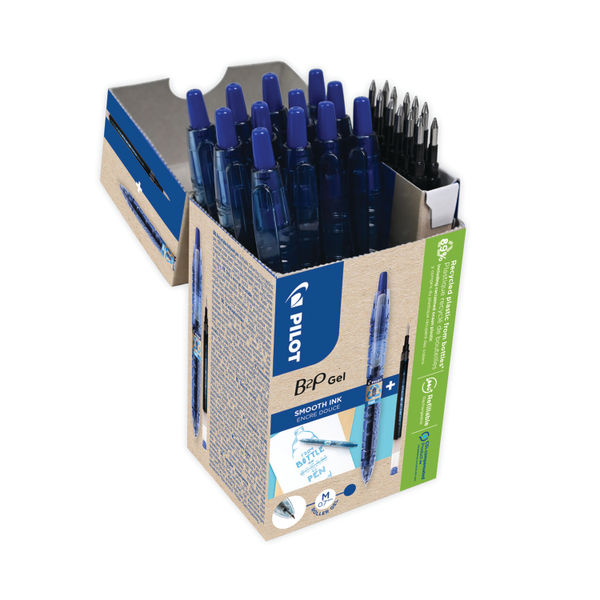 Pilot B2P 10 Gel Ink Rollerball Pens 10 Refills Medium Tip Blue (Pack of 20) WLT556206