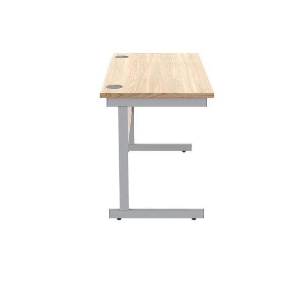 Polaris Rectangular Single Upright Cantilever Desk 1200x600x730mm Canadian Oak/Silver KF821660