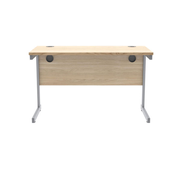 Polaris Rectangular Single Upright Cantilever Desk 1200x600x730mm Canadian Oak/Silver KF821660
