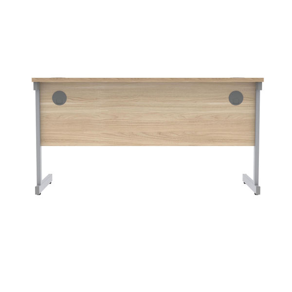 Polaris Rectangular Single Upright Cantilever Desk 1400x600x730mm Canadian Oak/Silver KF821670