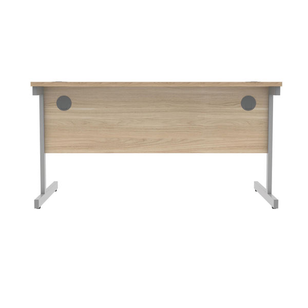 Polaris Rectangular Single Upright Cantilever Desk 1400x800x730mm Canadian Oak/Silver KF821700