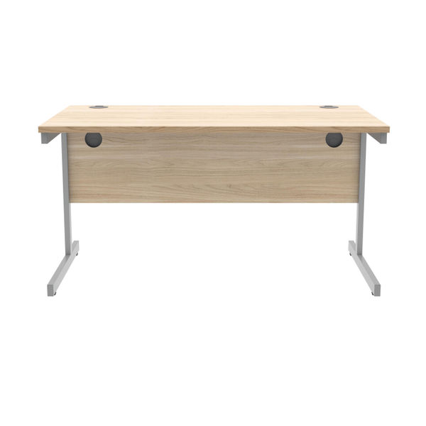 Polaris Rectangular Single Upright Cantilever Desk 1400x800x730mm Canadian Oak/Silver KF821700