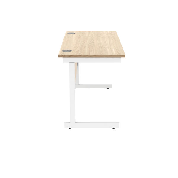 Polaris Rectangular Single Upright Cantilever Desk 1200x600x730mm Canadian Oak/White KF821720