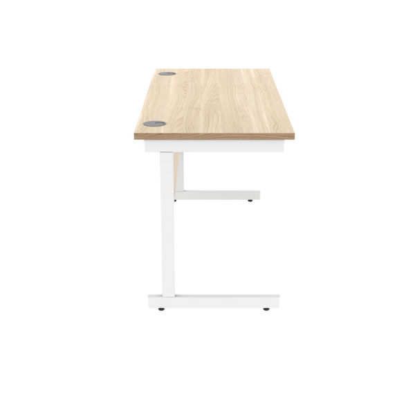 Polaris Rectangular Single Upright Cantilever Desk 1400x600x730mm Canadian Oak/White KF821730