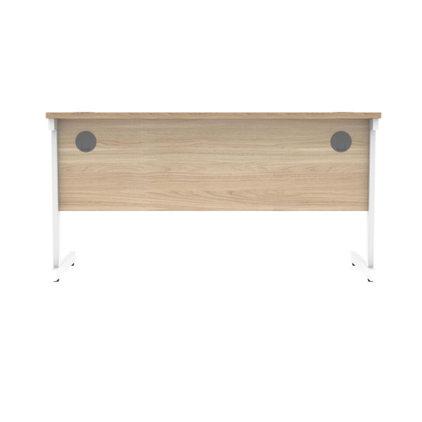 Polaris Rectangular Single Upright Cantilever Desk 1400x600x730mm Canadian Oak/White KF821730
