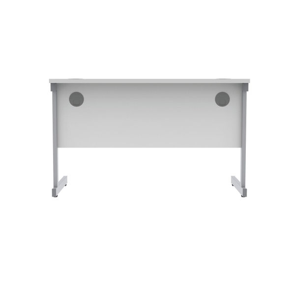Polaris Rectangular Single Upright Cantilever Desk 1200x600x730mm Arctic White/Silver KF821780