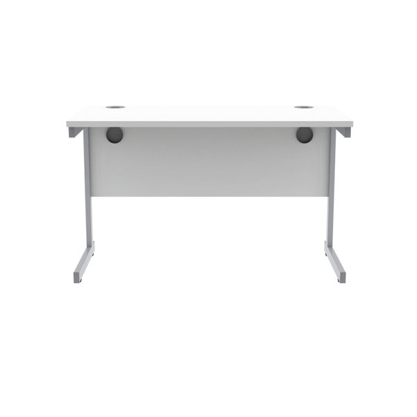 Polaris Rectangular Single Upright Cantilever Desk 1200x600x730mm Arctic White/Silver KF821780