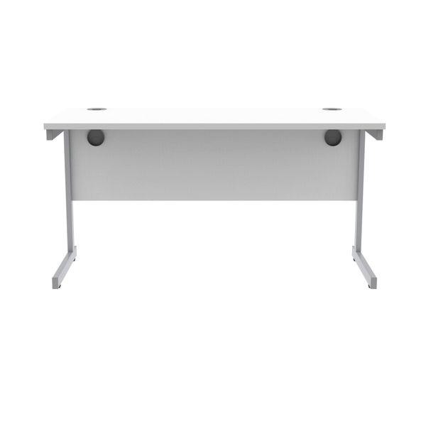 Polaris Rectangular Single Upright Cantilever Desk 1400x600x730mm Arctic White/Silver KF821790
