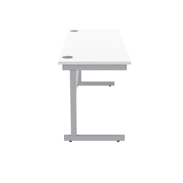 Polaris Rectangular Single Upright Cantilever Desk 1600x600x730mm Arctic White/Silver KF821800