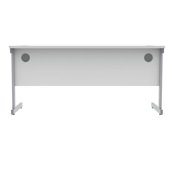 Polaris Rectangular Single Upright Cantilever Desk 1600x600x730mm Arctic White/Silver KF821800