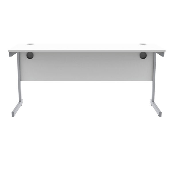 Polaris Rectangular Single Upright Cantilever Desk 1600x600x730mm Arctic White/Silver KF821800