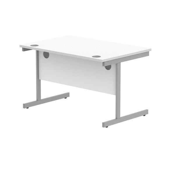 Polaris Rectangular Single Upright Cantilever Desk 1200x800x730mm Arctic White/Silver KF821810