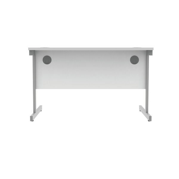 Polaris Rectangular Single Upright Cantilever Desk 1200x800x730mm Arctic White/Silver KF821810
